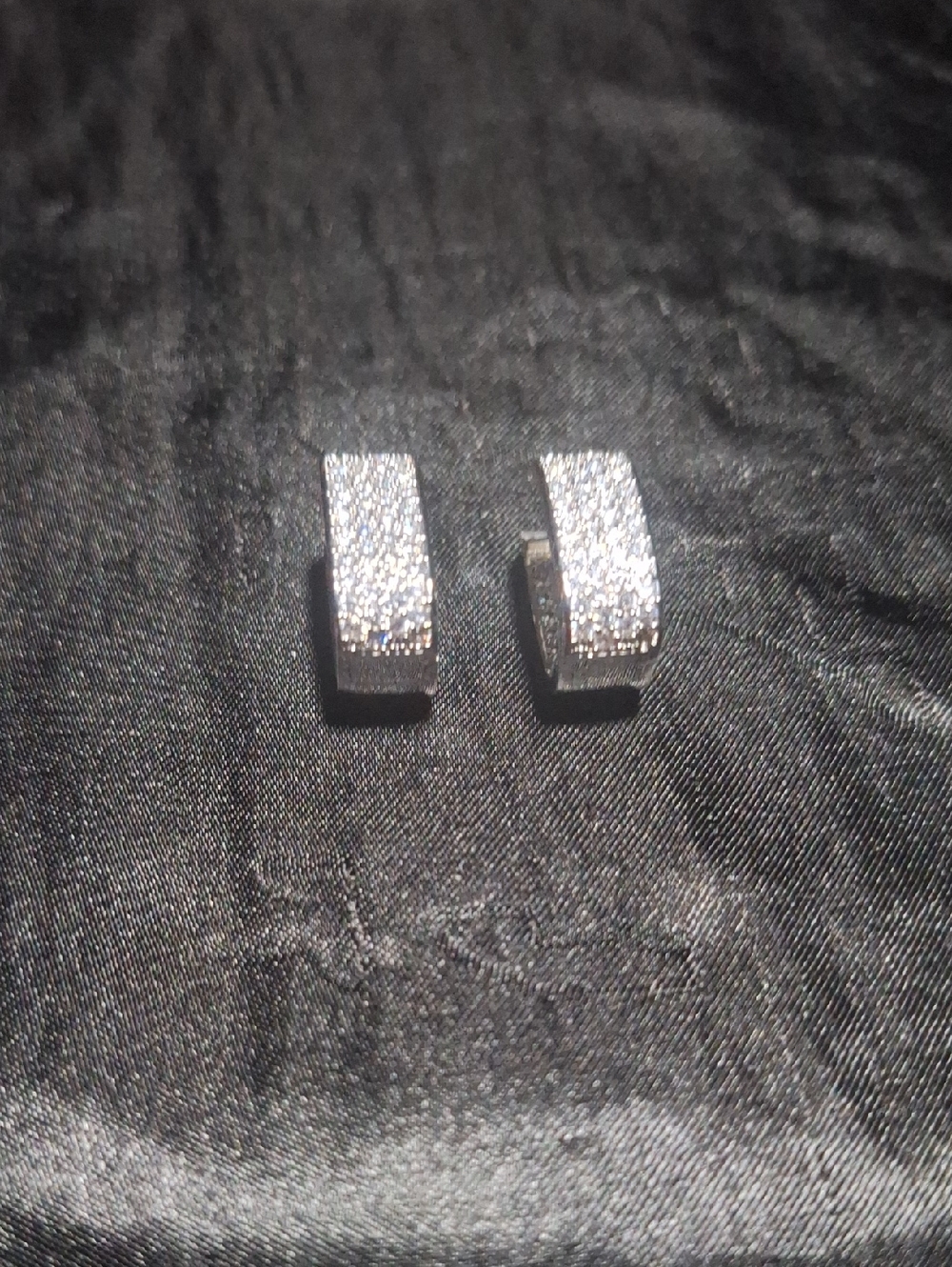 Sparkling Pavé Silver Huggie Earrings